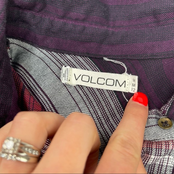 Volcom Purple Plaid Button Down Dress Size M. M - Picture 6 of 11